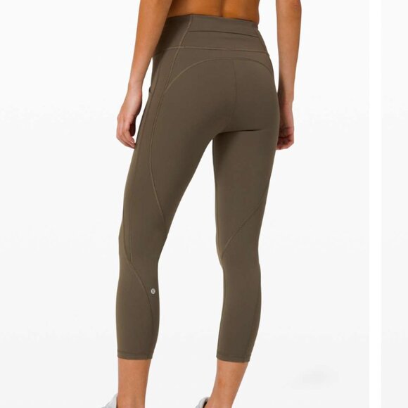 Lululemon Time To Sweat Crop 23" Dark Olive, Size 4 - Picture 1 of 7